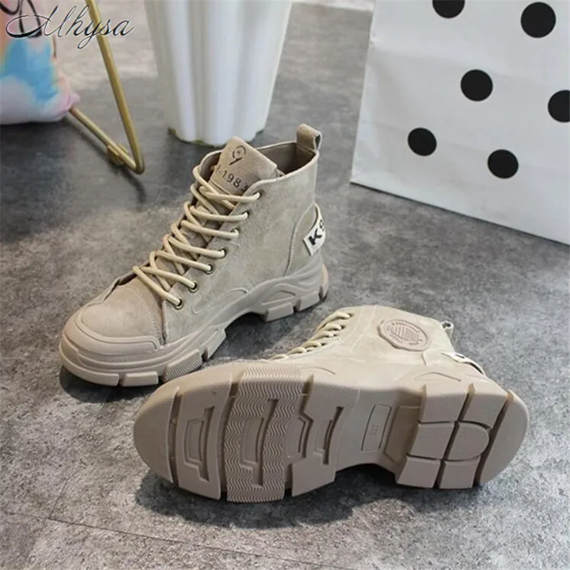 Cena Mhysa 2019 zima w nowym stylu kobiety stylowe buty jesień wygodne Martin skórzane buty grube podeszwie botki kobiet L1173