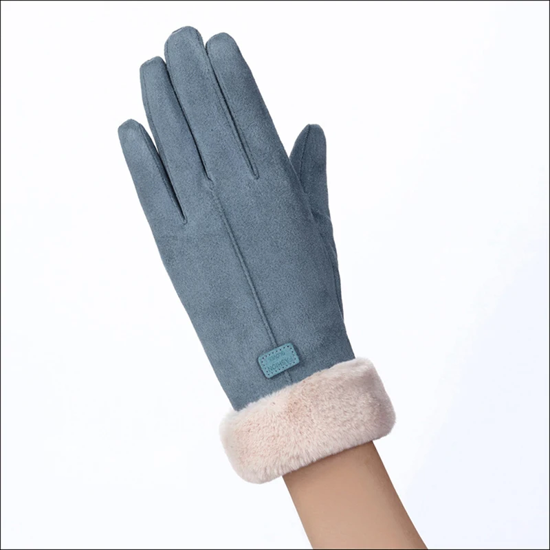 Bean cyan new Женские Эластичные варежки, Новое поступление, Зимние перчатки для женщин, с сенсорным экраном, уличные, утолщенные, теплые, одноцветные, сохраняющие тепло перчатки - Цвет: Bean cyan new