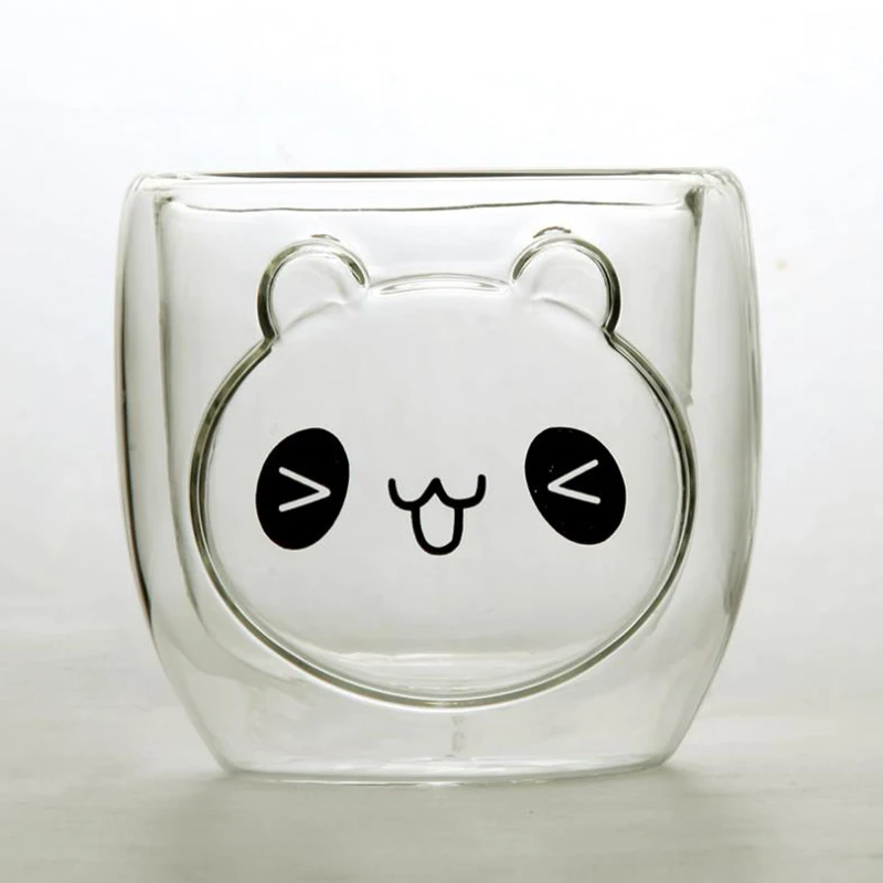 Милый креативный Кошачий коготь, чашка для молока, кофейная чашка, двойное стекло для воды, прозрачная кружка, мультяшная панда, домашний офис, сок, кошачья лапа, чашка