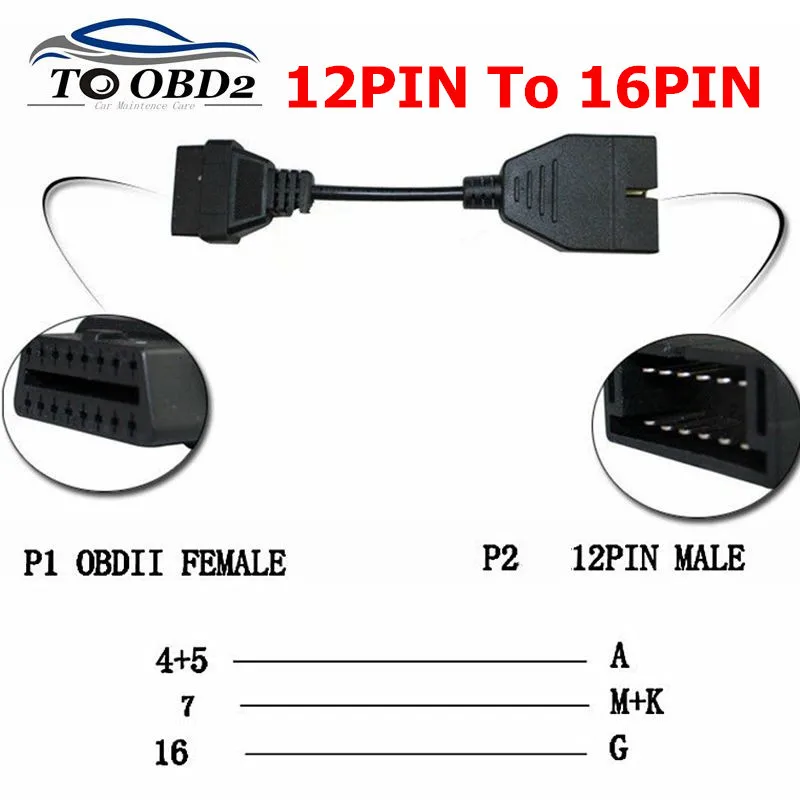 

For GM 12 Pin 12Pin OBD 2 Connector Adapter for Gm12 pin obdII Auto Car Accessories Diagnostic Cable To16 Pin Female