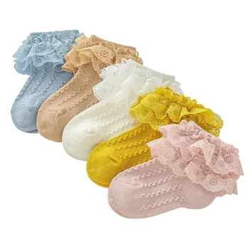 

Summer Toddler Baby Girl Breathable Socks Ruffle Lace Design Double Lace Princess Socks Infant Children Socks