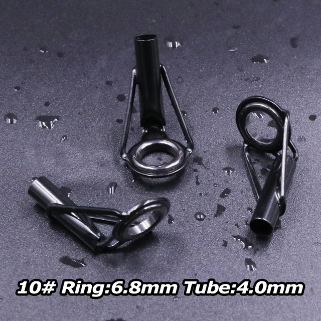 3Pcs Fishing Rod Tip Guides Repair Kit Stainless Steel Frames Ceramics Rings Black Rod Building Guide Eye Building Repair 6#~16# Size10 4.0mm 3Pcs