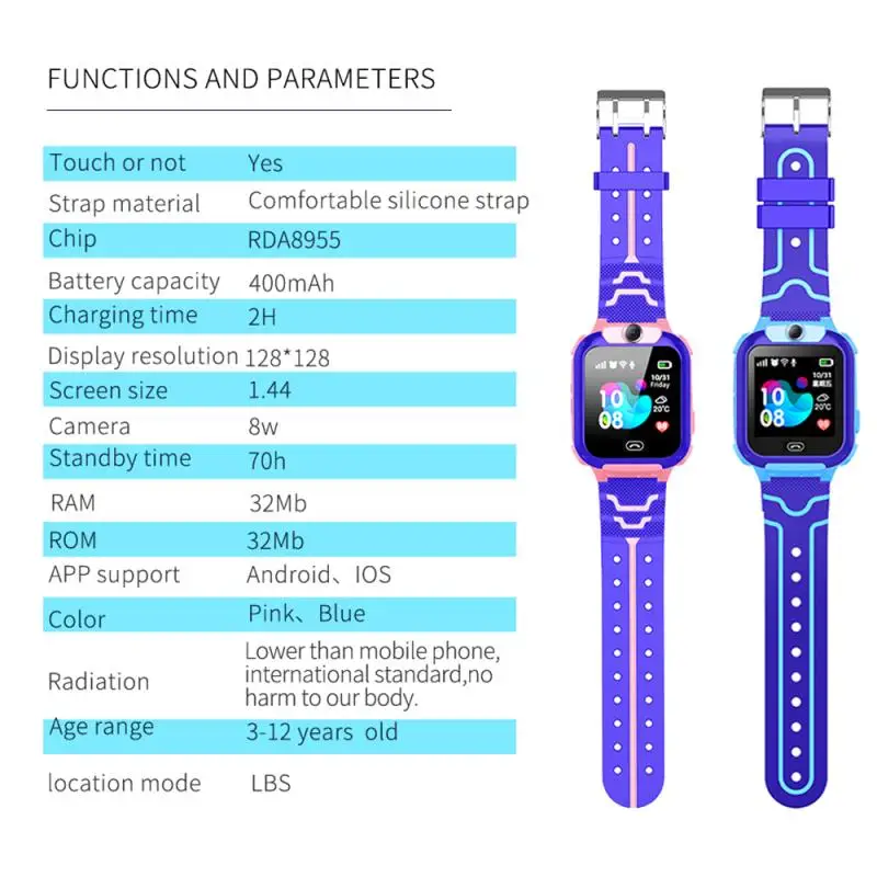 Q12B Детские Смарт-часы телефон водонепроницаемый LBS Smartwatch дети позиционирование вызов 2G SIM карта удаленный локатор часы для мальчиков и девочек