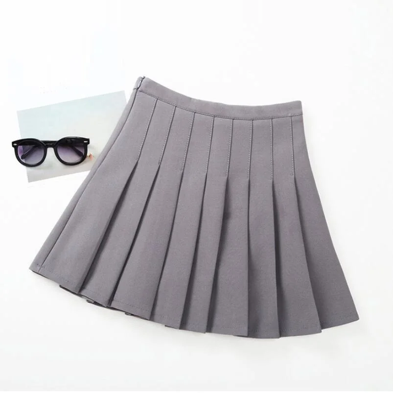 Юбка в британском стиле для школьниц; детская плиссированная юбка; одежда для маленьких детей; одежда для подростков - Цвет: grey girls skirt