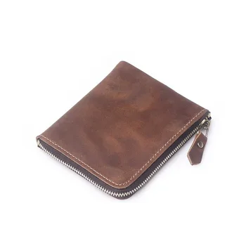 

2020 new top layer leather zipper coin purse women short wallet leather card holder coin purse