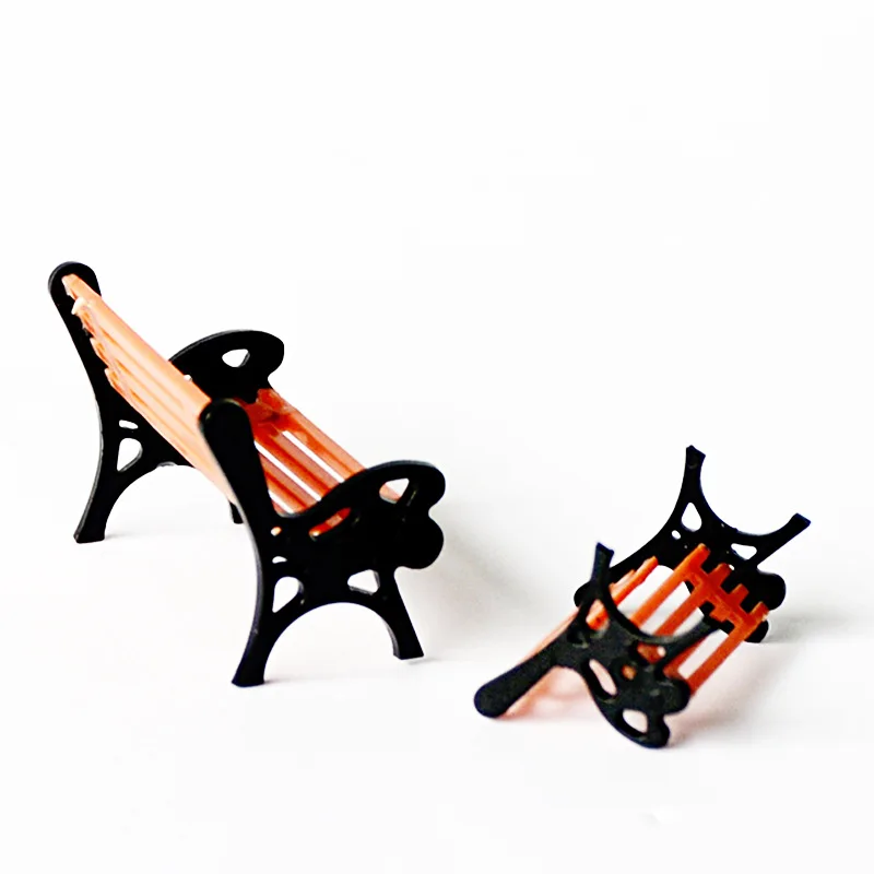 Model Park Bench miniature ornament Mini Garden Ornament Craft DIY Figurines Landscape Model Garden Decor 1Pcs
