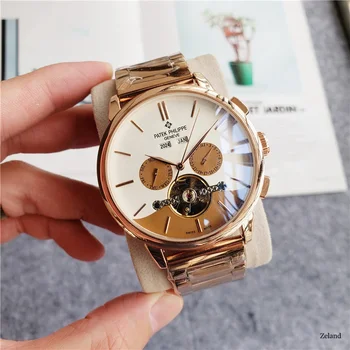 

Patek- Philippe- New Automatic Mechanical Men Watch Silver Blue Stainless Steel Transparent Sapphire Glass AAA Glide Watches 364