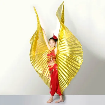 

1Pc High Quality Gloden Color Beautiful Dance Wear Wing Costume Isis Belly Dance Wings 2016 Fashion