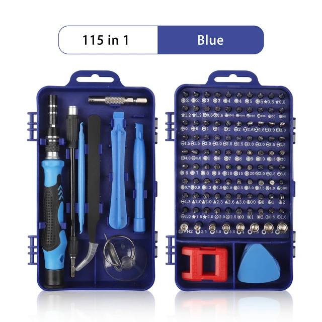Computer Repair Kit,122 in 1 Magnetic Laptop Screwdriver Kit, Precision Screwdriver Set, Small Impact Screw Driver Set with Case 115 in 1 Blue