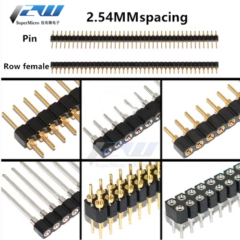 

5pcs Round hole pin header 2.54mm pitch row female single row 1*40p double row 2*40p double row pin round pin gold plated