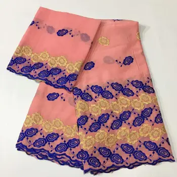 

5+2Yards swiss voile lace good embroidery 100% cotton fabric high quality dubai style nigerian brocade african fabric for dress