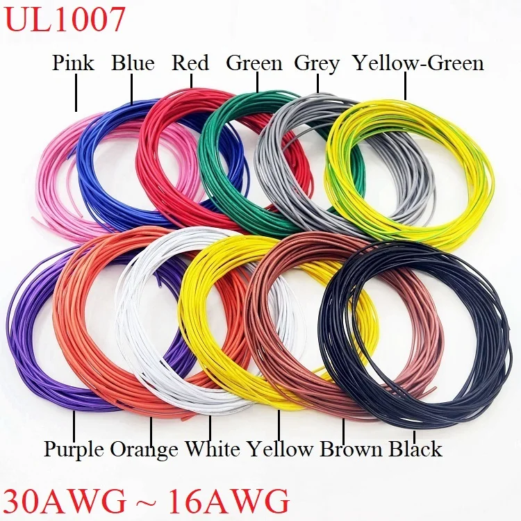 Медный электронный кабель 5 м/10 м 30AWG 28AWG 26AWG 24AWG 22AWG 20AWG 18AWG 16AWG ПВХ светодиодный