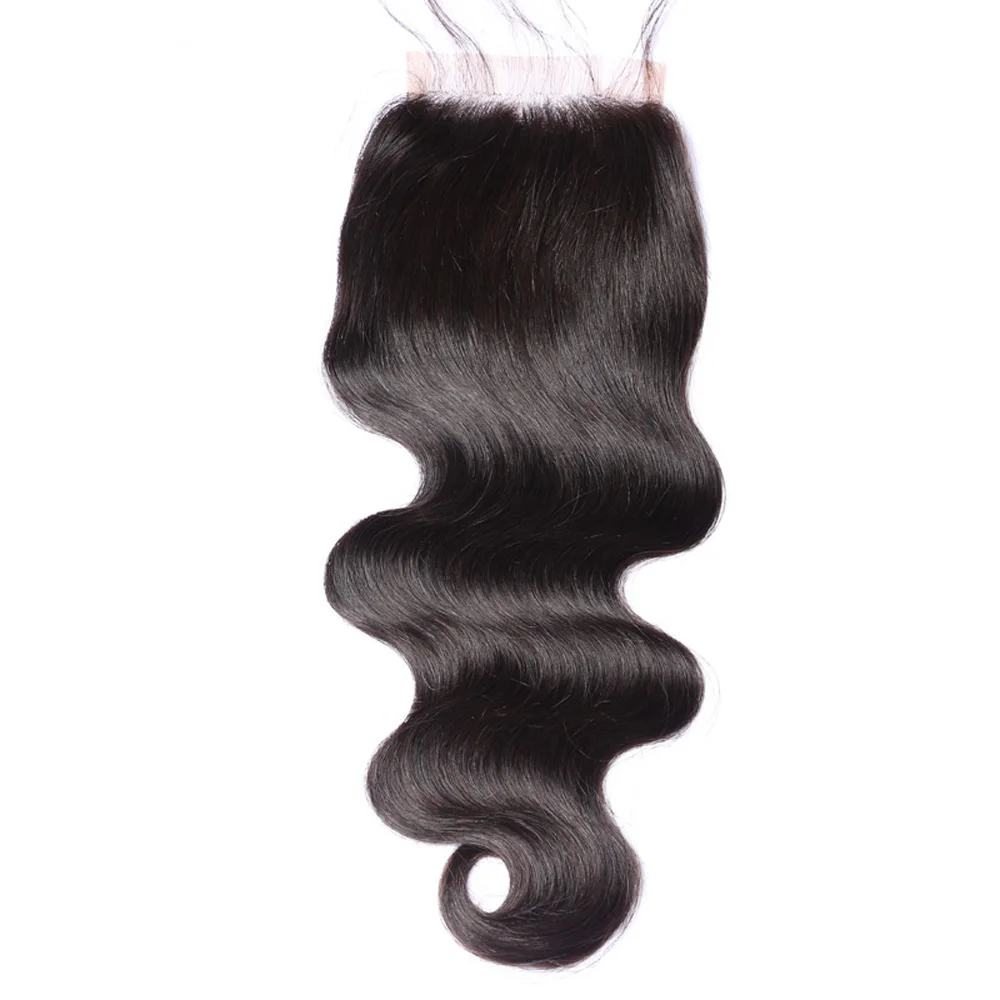 5*5 Silk Base Lace Closure Human Hair Silk Top Closure Body Wave 24“ Remy Human Hair Extensions with Baby Hair Natural Black