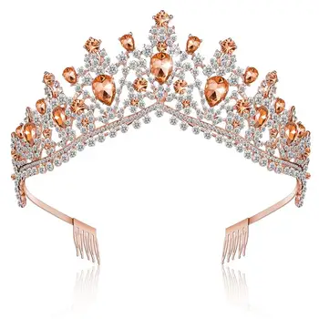 

Niceauty Rhinestone Crown Headband Exquisite Girl Crown with Comb Wedding Bridal Birthday Tiara Headdress