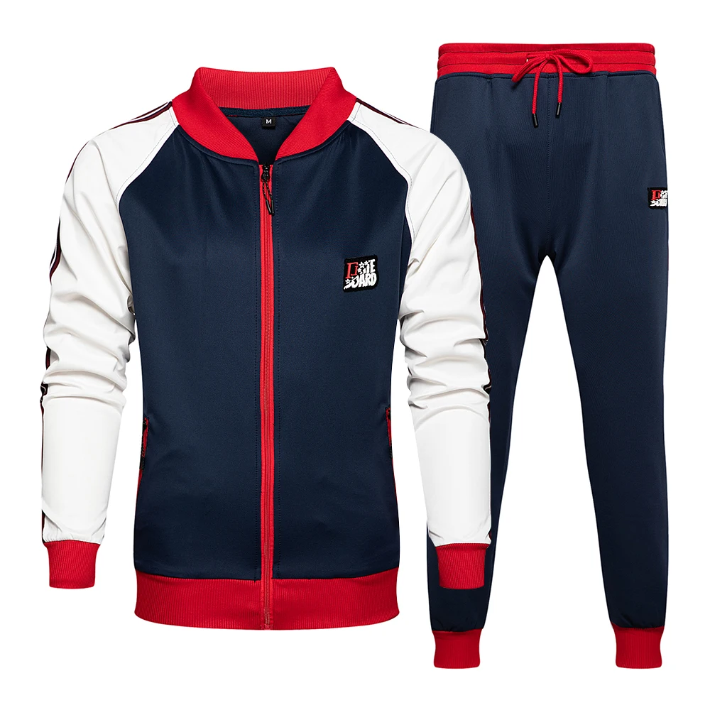 

Mens Tracksuit Set Two Piece Tracksuit Men Sports Wear Fashion Colorblock Jogging Suit Autumn Winter Men Outfits Gym CLothes Men
