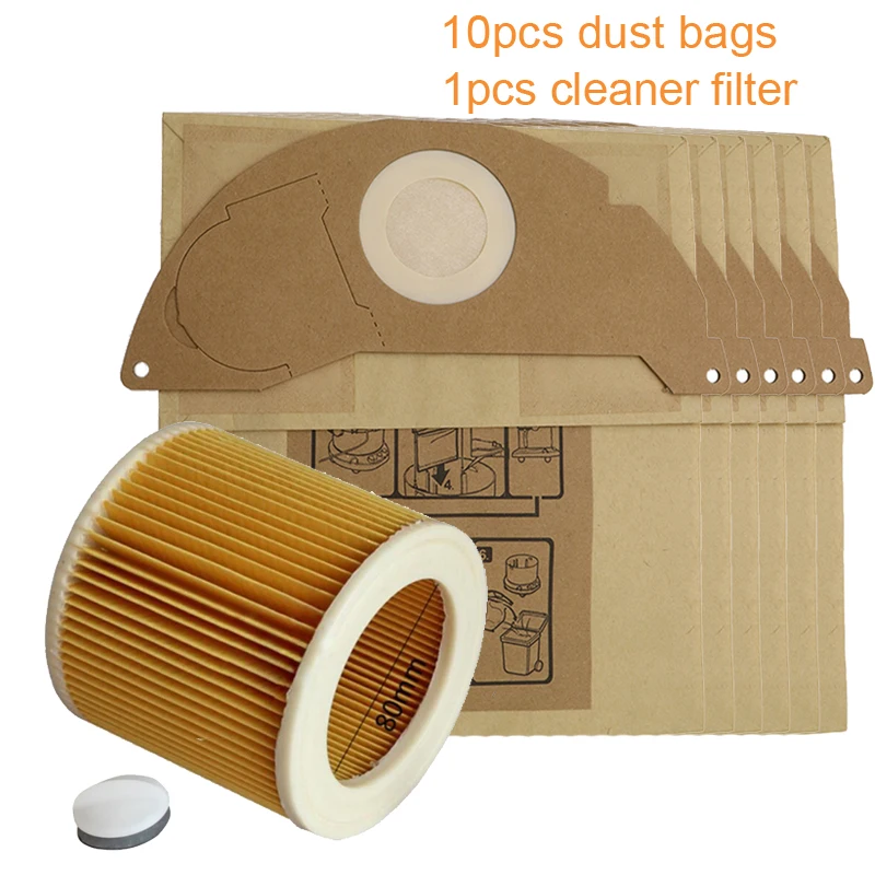 

For Karcher Wet&Dry Wd2 Vacuum Cleaner Filter And 10x Dust Bags