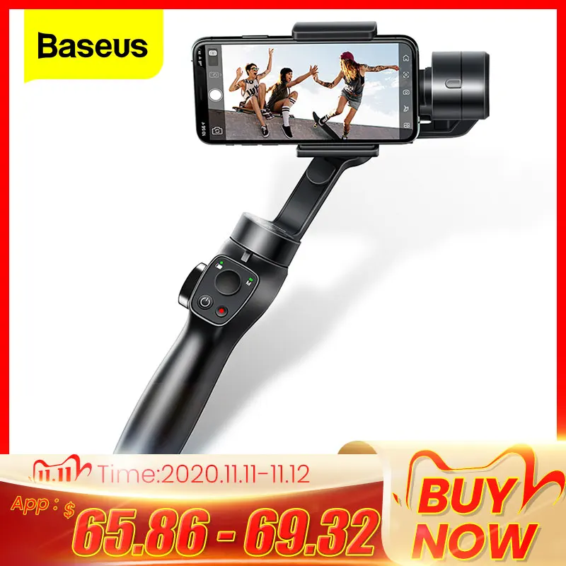 

Baseus 3 Axis Handheld Gimbal Stabilizer Smartphone Selfie Stick for iPhone 11 Pro Max Samsung Xiaomi Vlog Mobile Phone Gimbals