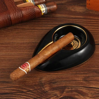 

COHIBA Portable Ceramic Cigar Ashtray Smoking 1 Slot Rest Holder Ashtrays Home Travel Use For Cigars Ash Tray