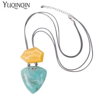 

Resin Fashion Long Necklaces for Women Geometric Stone Big Pendants Necklace Jewelry Acrylic Korean Rope Necklace for Girls