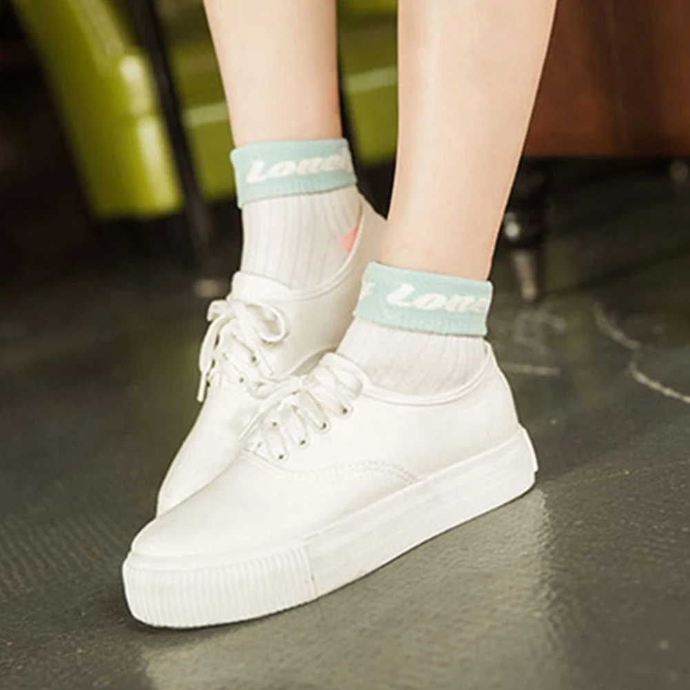 1 пара, спортивные, до лодыжки, мягкие, для занятий спортом, с буквенным принтом, женские носки, для активного отдыха, разные цвета, дышащие, эластичные, подходят ко всему