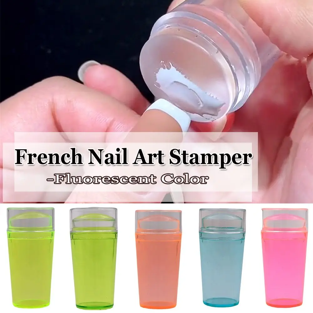 Jelly Color Silicone Nail Art Stamper Smile Bevel French Mold Stamping Template with a Scraper for DIY Manicure Style | Красота и