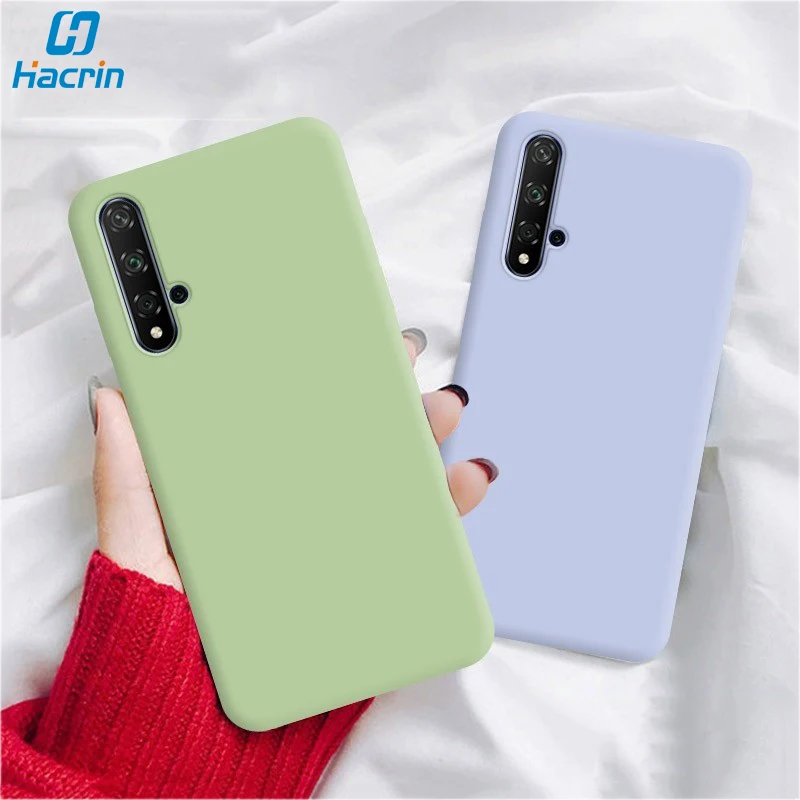 Hacrin Case For Huawei Nova 5T Luxury Soft Liquid Silicon Back Cover 5 T Nova5T Full Protective Bumper |