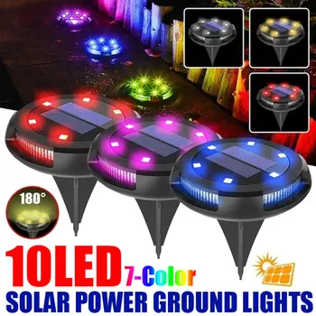 

Solar Powered Ground Light Waterproof Garden Pathway Deck Lights with 10/8/6 Leds Solar Lamp