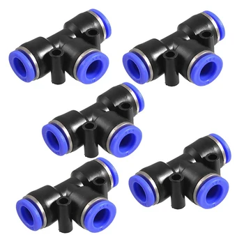 

5x Air Pneumatic Tee Adapters 10mm to 10mm One Touch Fittings Connectors