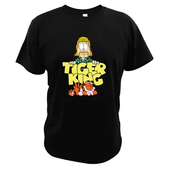 

True Tiger King Garfield T Shirt Parody Cartoon Strip Jon Arbuckle Big Cat Joe Exotic EU Size Short Sleeves