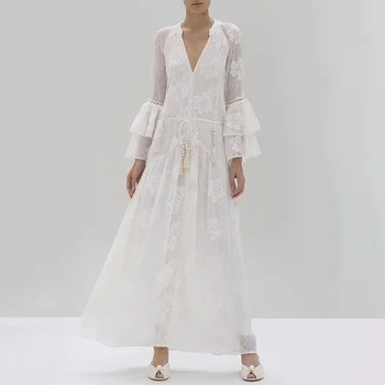 

Dresses Summer 2019 Beach Swim Wear Cover Up Swimsuit Womens Coverup Women New Winter Posed Dress Lace Long Sleeve Floral