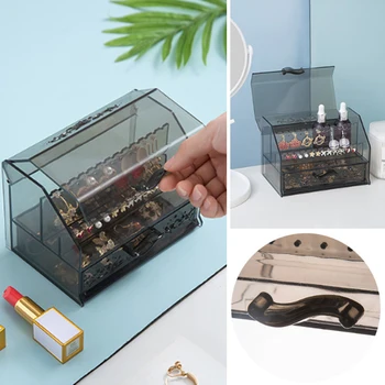 

Multifunctional Transparent Jewelry Box Acrylic Jewelry Storage Dustproof Vertical Storage Rack Dressing Table Sundries Storage