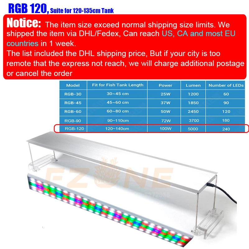 Chihiros RGB аквариумный светодиодный светильник ing светильник лампа Белый Синий Красный Регулируемый цвет крышка приспособление свежая рыба растение аквариум - Color: RGB 120