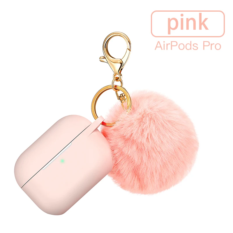 3D Фокс меховой шар брелок Силиконовая защита wrieless чехол для airpods pro Чехол air pods pro 3 конфеты зарядка Леди Девушка коробка