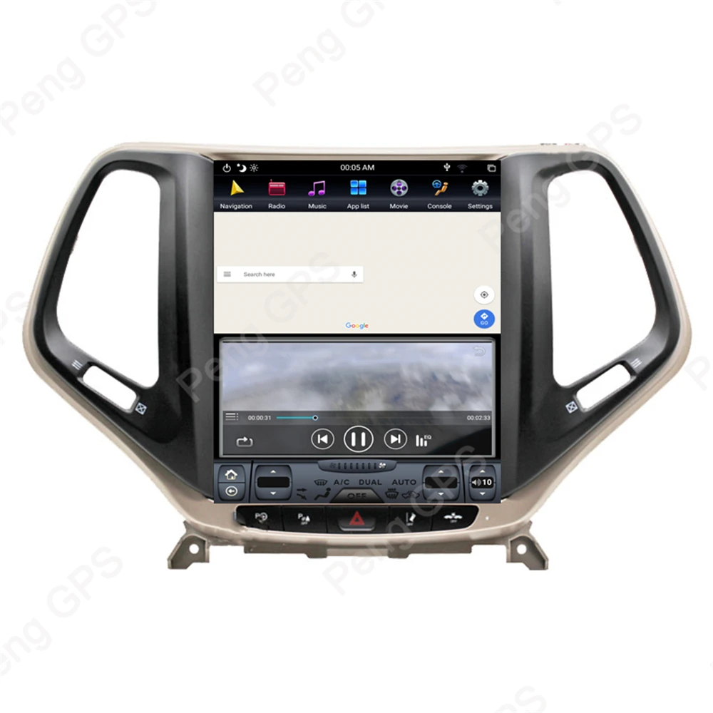Top 4G+64G Android 8.1 Tesla Vertical Screen GPS Navigation for Jeep Cherokee 2014-2019 Audio Player In-dash Carplay 1920*1080 Unit 4