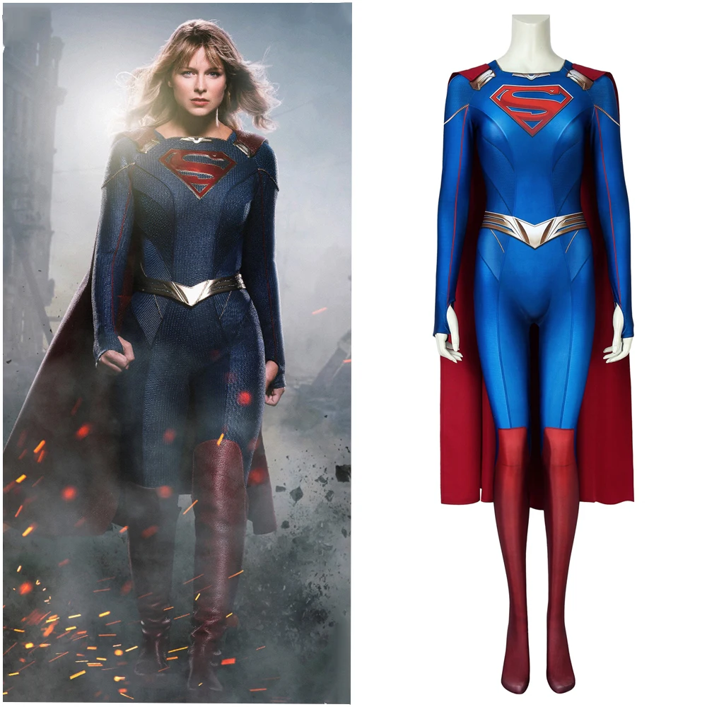 Супергерл Костюм для косплея с плащом Kara Zor-El Supergirl сезон 5 с 3D принтом Ver.2