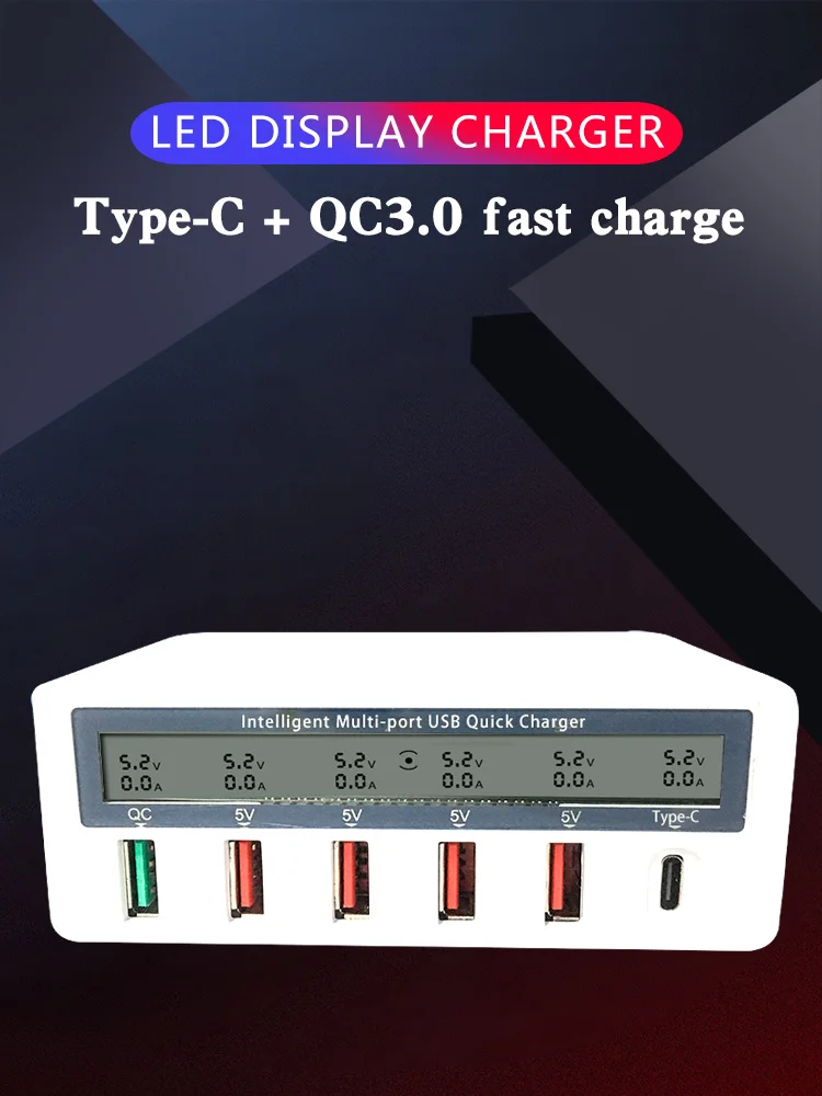 QC USB зарядное устройство type-C порты Smart Charging 3,0 многопортовое дорожное зарядное устройство lcd цифровой дисплей станция многопортовая usb зарядка