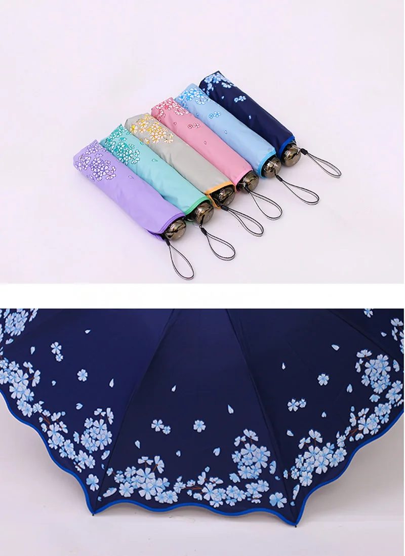 Цветочный зонтик, женский складной китайский модный легкий антиуф-Зонтик для девочек, качественные детские зонтики, дождевые женские