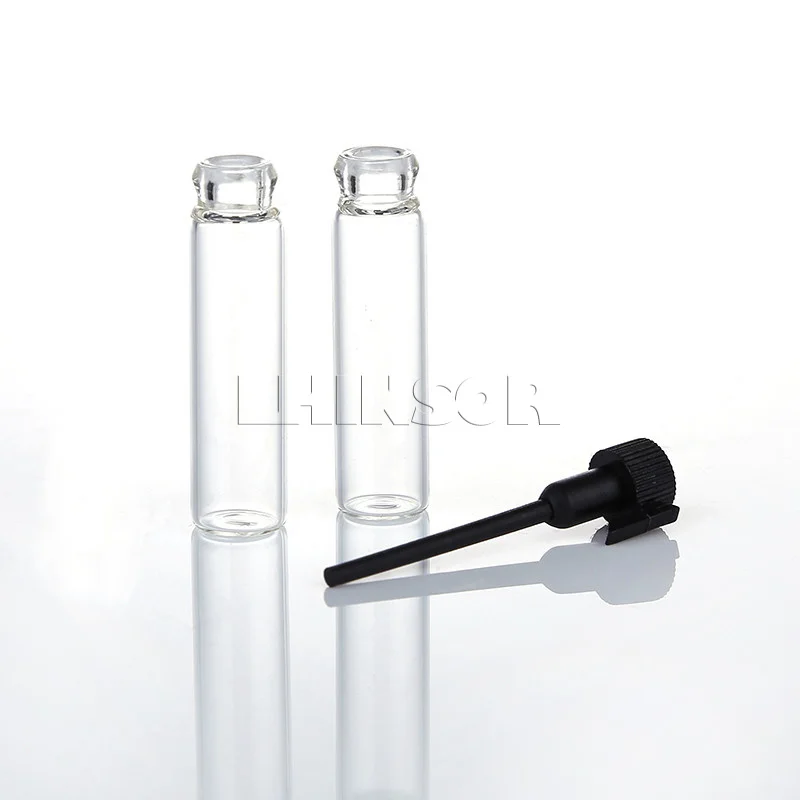 100pcs lot 1ml 2ml Empty Plastic Rod Glass Sampl Bottle Essential Oil Test Tube Perfume Dropper 5