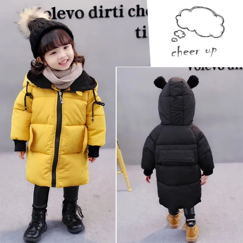 1 2 3 4 5 6 7 Year Baby Kids Parkas Winter Warm Down Jacket For Girls Coat Long Hooded Children's Outerwear Toddler Girl Clothes