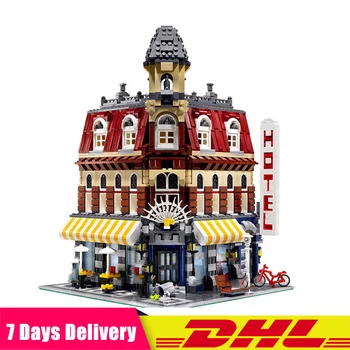 

DHL Compatible 10182 15002 2133Pcs Cafe Corner City Street Model Building Blocks Bricks Figures Modular Set Toys