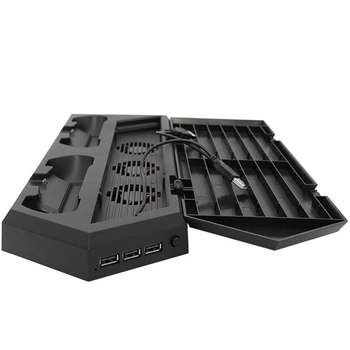 

3 In 1 For Ps4/Ps4 Slim/Ps4 Pro Vertical Stand With Dual Controller Charger Station Games For Sony Playstation 4 Cooling Fan