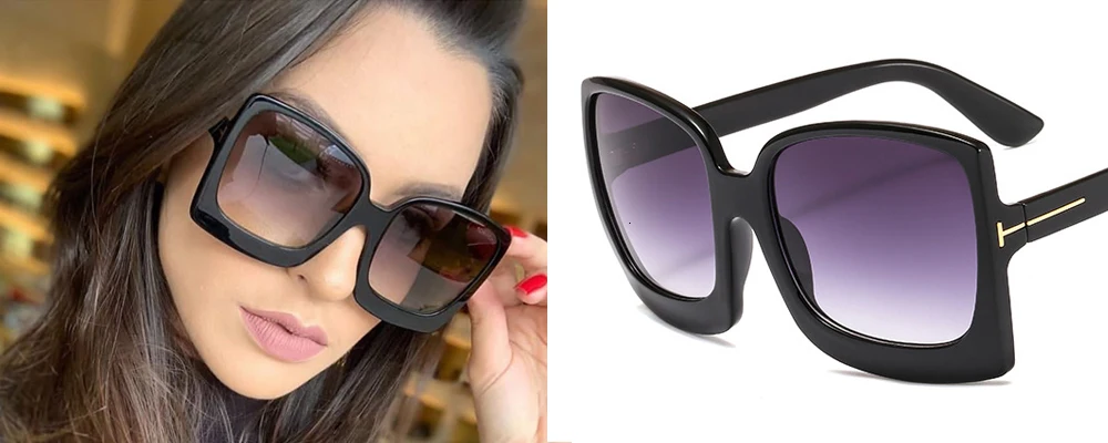 QPeClou квадратная большая рама солнцезащитные очки женские брендовые дизайнерские градиентные солнцезащитные очки женские зеркальные очки для девушек