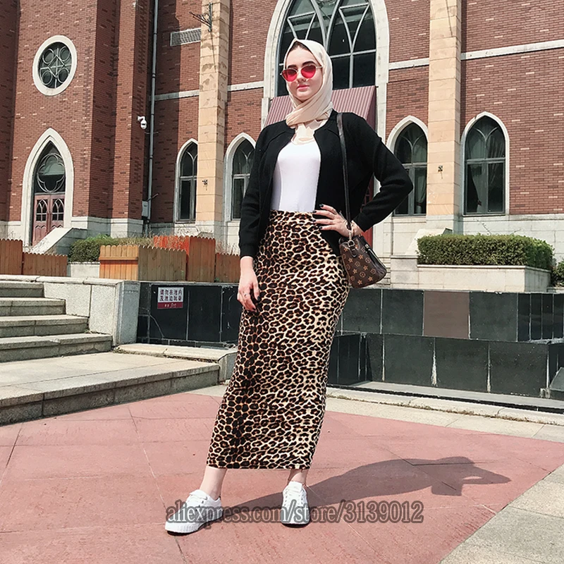 Faldas Mujer Moda Leopardo зимняя абайя мусульманская леопардовая длинная юбка-карандаш с высокой талией Jupe Longue Femme юбки для женщин