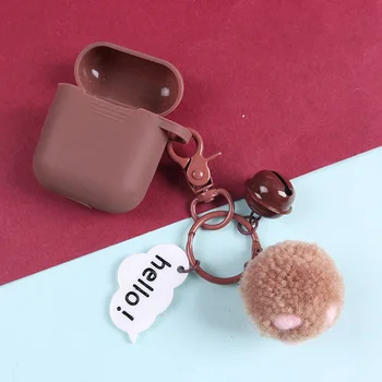 

For AirPods Case AirPods 2 case cute Felt cat cartoon key ring silicone headphones cases For apple air pods 2 Cover