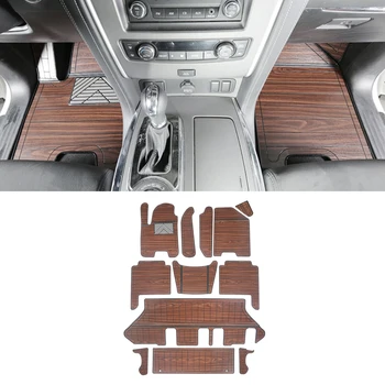 

Car Accessories Floor Mats Set for 7 Seats Front 2nd 3rd Row Wooden Tray Pad Foot Mat Carpets for Nissan Patrol Y62 2010-2020