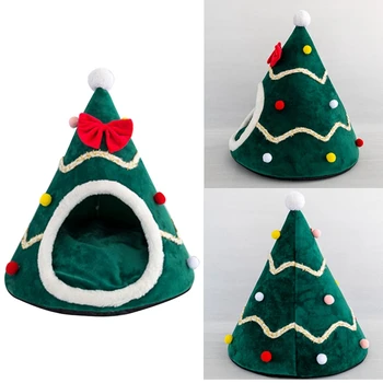 

Christmas Tree Shape Dog Cat Bed House Home Warm Sleeping Bed Nest Bed Cage