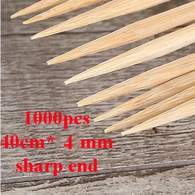 sharp end 40cmX4mm 400 мм длина деревянные палочки 1000 шт. палочки для барбекю инструмент бамбуковые палочки DIY шашлык кабоб бамбуковые шампуры Торнадо, картофель деревянные шпаги - Цвет: sharp end 40cmX4mm