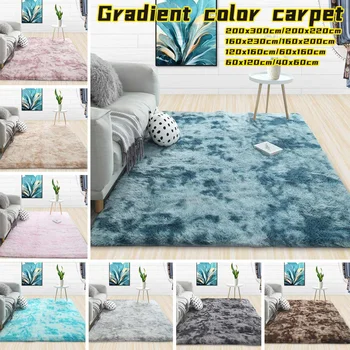 

Tie-Dyed Gradient Color Plush Soft Carpet Thickened Area Rug Anti-Slip Carpet Rectangle for Living Room Bedroom Home Decor