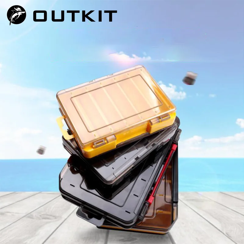 Фото Двухсторонний ящик для рыболовных снастей OUTKIT с 12/14 отделениями, многофункциональный ящик для хранения крючков для приманки, приманки №1