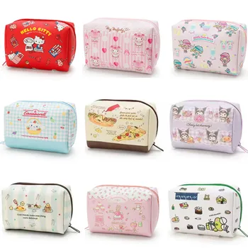 

New Fashion My Melody Little Twin Stars Kuromi Pompom Purin Cinnamoroll Girls Kids Small PVC Cosmetic Bags Cases For Children